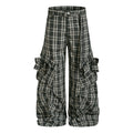 Bow tie large pocket checkered pants