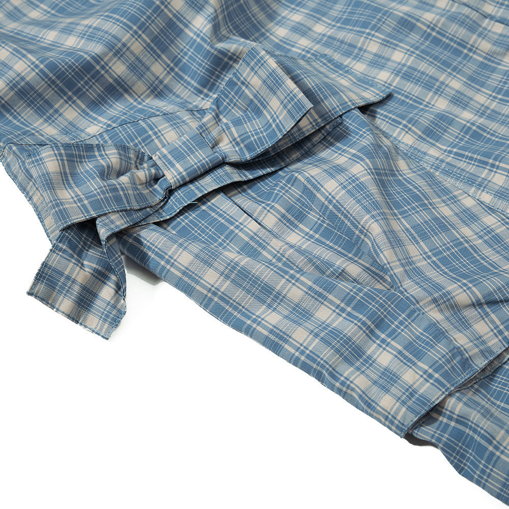 Bow tie large pocket checkered pants