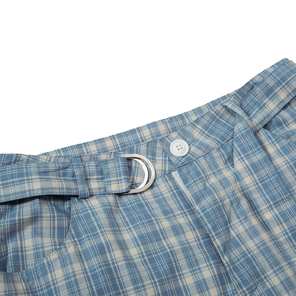 Bow tie large pocket checkered pants