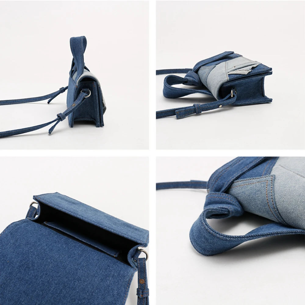 Fashion Denim Women's Designer Handbags Luxury Patchwork Shoulder Bag Brands Canvas Crossbody Bags for Women Square Shopper Tote