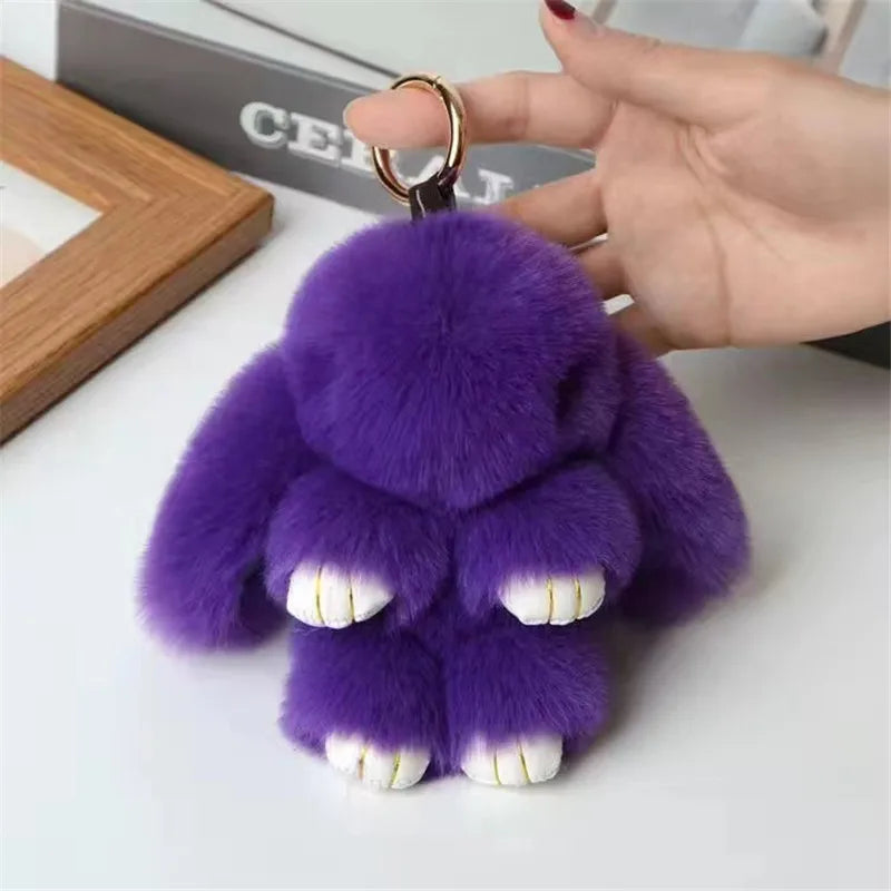 Fluffy Rabbit Pompon Bunny Keychain For Women Bag Car Key Chain Cute Rabbit Key Ring On Bag Car Trinket Pendant Gift