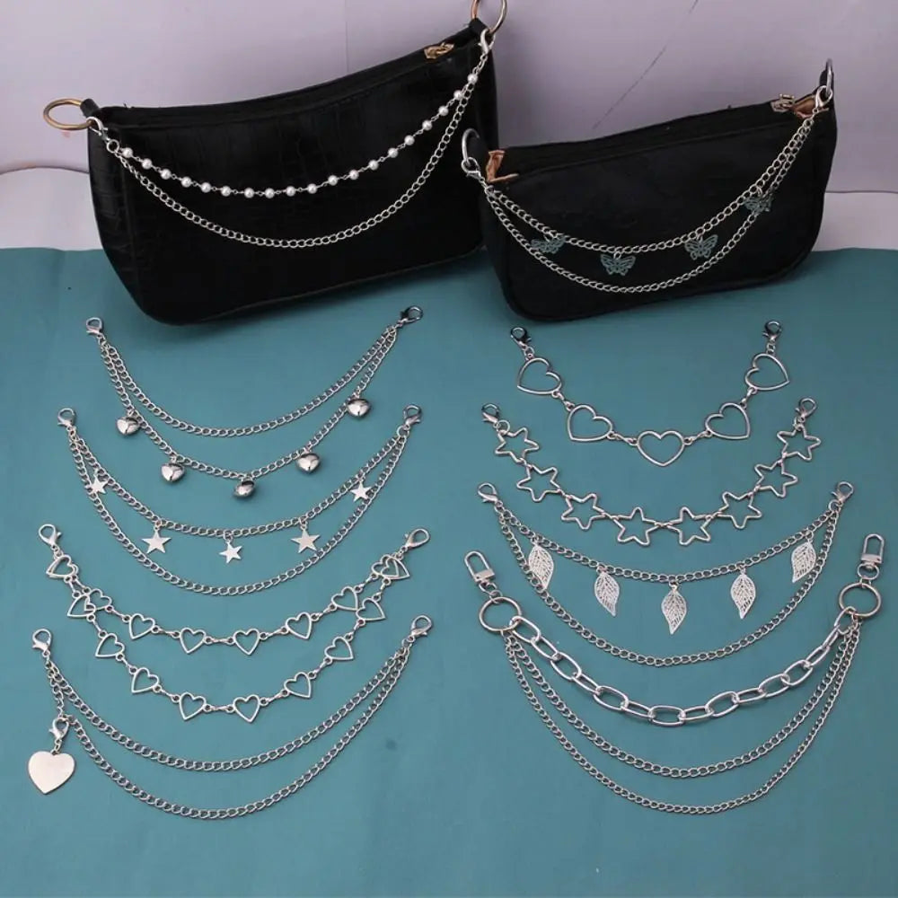 Butterfly Metal Bag Chain Heart Bag Straps Multi-layer Metal Chain Strap Bag Decorative Chain Replacement Bag Accessories