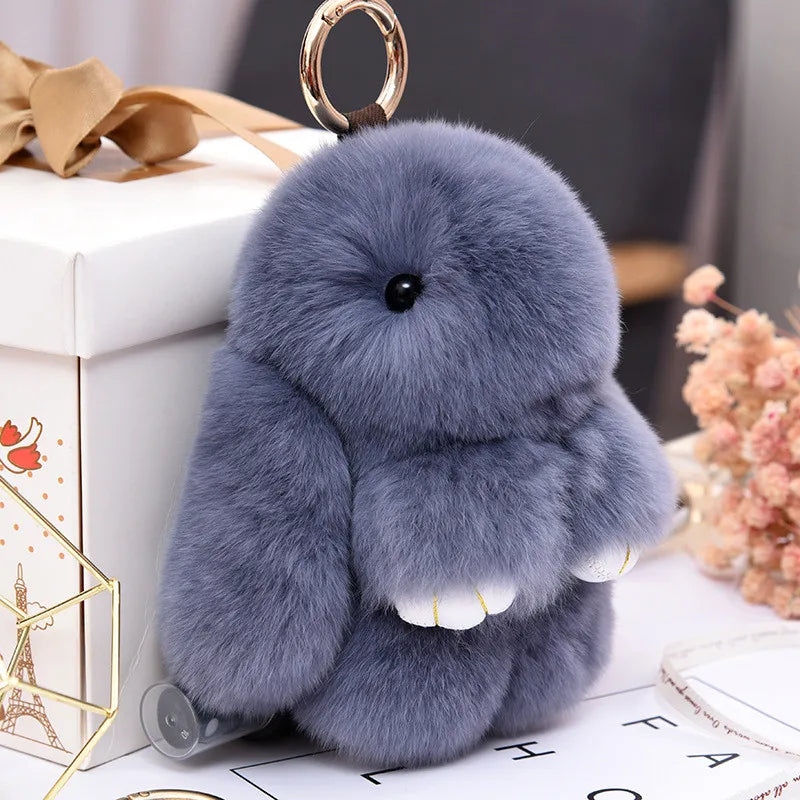 Fluffy Rabbit Pompon Bunny Keychain For Women Bag Car Key Chain Cute Rabbit Key Ring On Bag Car Trinket Pendant Gift