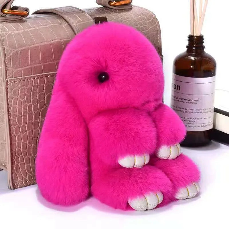 Fluffy Rabbit Pompon Bunny Keychain For Women Bag Car Key Chain Cute Rabbit Key Ring On Bag Car Trinket Pendant Gift