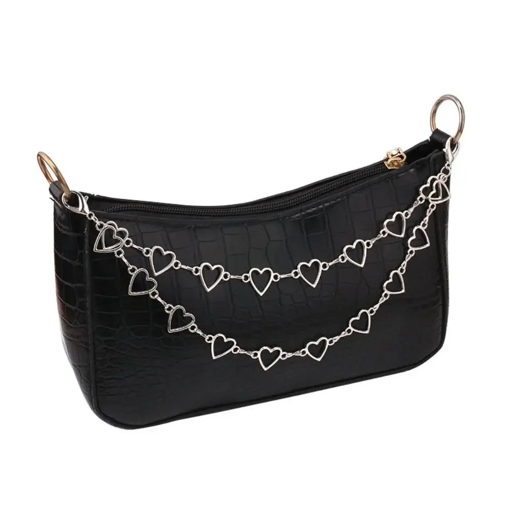 Butterfly Metal Bag Chain Heart Bag Straps Multi-layer Metal Chain Strap Bag Decorative Chain Replacement Bag Accessories