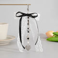 Goth Y2K Lace Leopard Bow Key Chain Heart Charm Pendant Kawaii Key Chain for Bag Accessory Women Trendy Tassel Chain Jewelry
