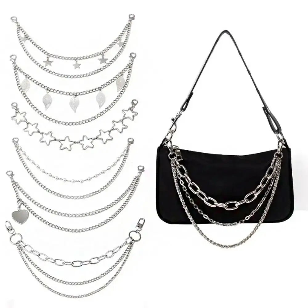 🎁 Butterfly Metal Bag Chain Heart Bag Straps Multi-layer Metal Chain Strap Bag Decorative Chain Replacement Bag Accessories (100% off)