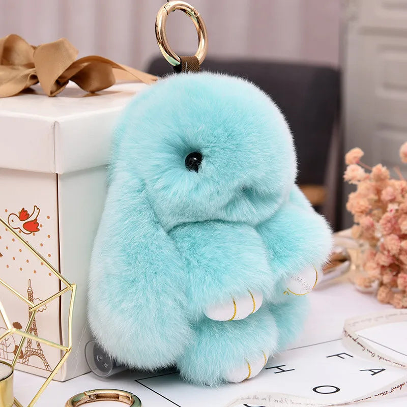Fluffy Rabbit Pompon Bunny Keychain For Women Bag Car Key Chain Cute Rabbit Key Ring On Bag Car Trinket Pendant Gift