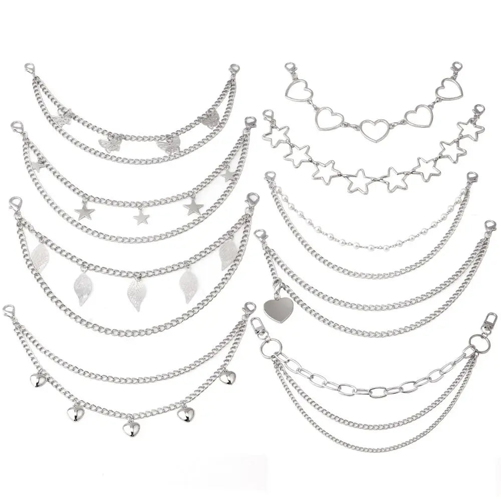 Butterfly Metal Bag Chain Heart Bag Straps Multi-layer Metal Chain Strap Bag Decorative Chain Replacement Bag Accessories