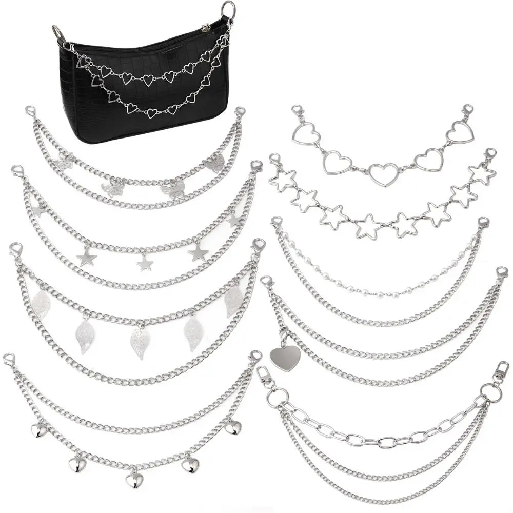 Butterfly Metal Bag Chain Heart Bag Straps Multi-layer Metal Chain Strap Bag Decorative Chain Replacement Bag Accessories