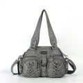 Angelkiss Women's Fashion Satchel Handbag Top-Handle PU Leather Shoulder Bag Multi-Pockets Dumpling Pack Style