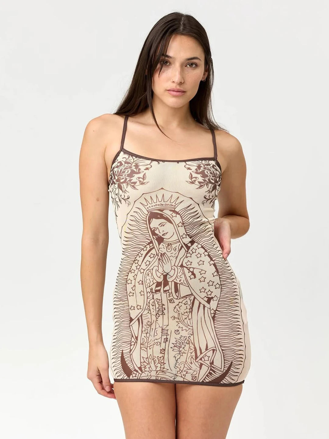 Sisjuly American Style Retro Print Semi-Transparent Slim Fit Wrap Dress Women's Strapless Dress Breathable Casual Spring Dress