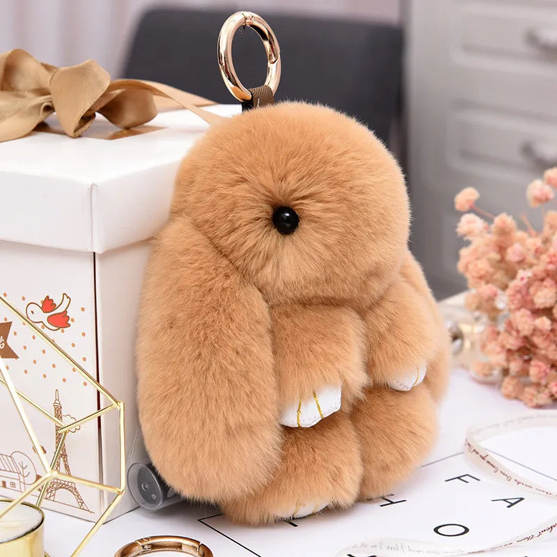 Fluffy Rabbit Pompon Bunny Keychain For Women Bag Car Key Chain Cute Rabbit Key Ring On Bag Car Trinket Pendant Gift