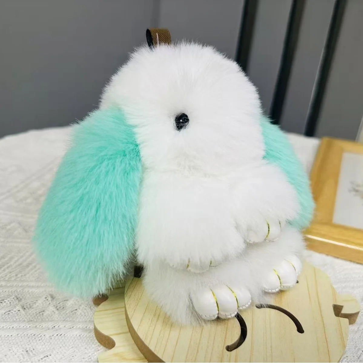 Fluffy Rabbit Pompon Bunny Keychain For Women Bag Car Key Chain Cute Rabbit Key Ring On Bag Car Trinket Pendant Gift