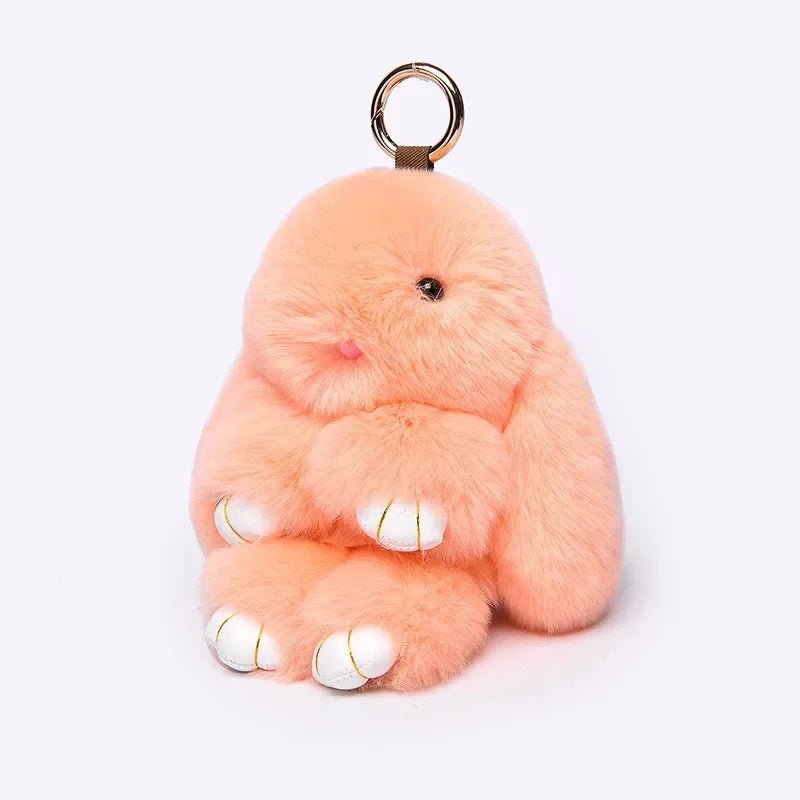 Fluffy Rabbit Pompon Bunny Keychain For Women Bag Car Key Chain Cute Rabbit Key Ring On Bag Car Trinket Pendant Gift