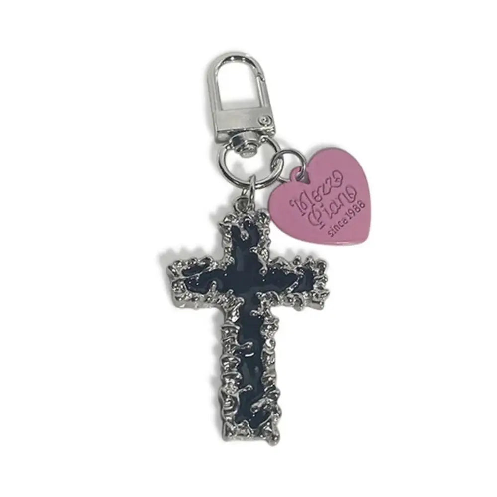 🎁 Bag Pendant Butterfly Cross Key Chain Heart Trinket Keyring Cartoon Irregular Gothic Cross Love Keychain (100% off)