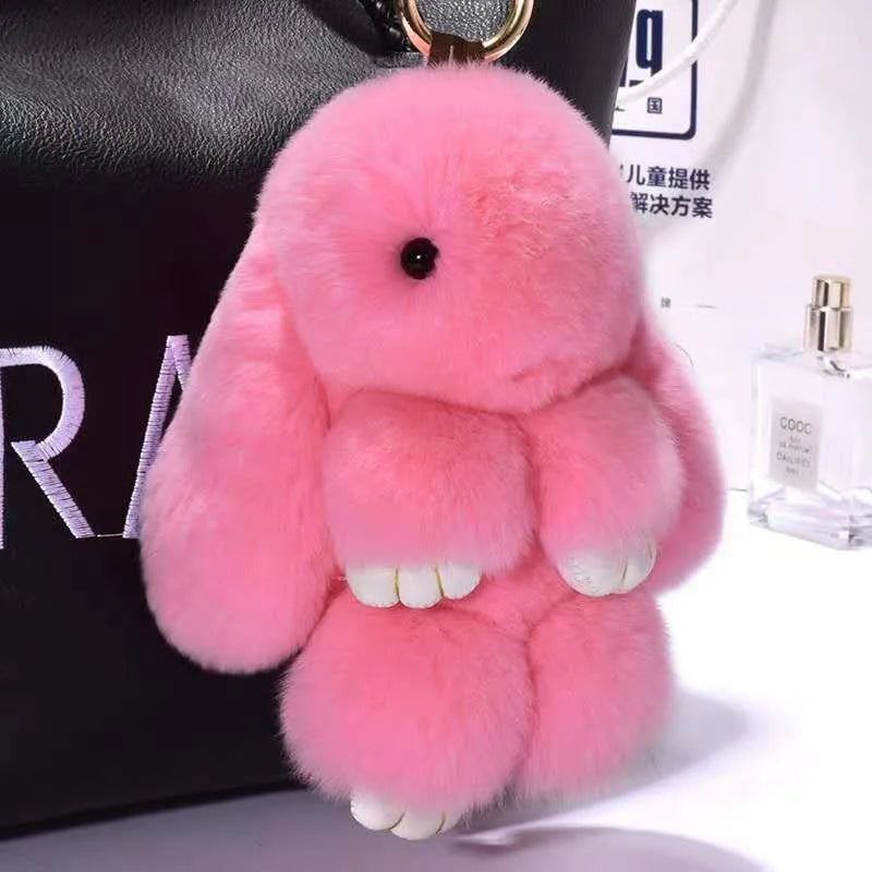 Fluffy Rabbit Pompon Bunny Keychain For Women Bag Car Key Chain Cute Rabbit Key Ring On Bag Car Trinket Pendant Gift