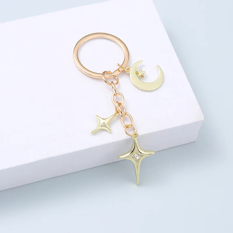 🎁 Y2K Keychains Star Moon Metal Key Rings For Women Men Friendship Gift Handbag Decoration Handmade Jewelry (100% off)